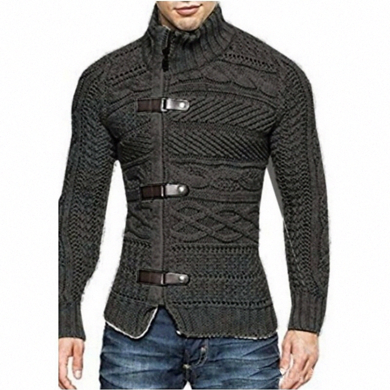 Men's Unisex Cardigan Knitted Color Block Stylish Vintage Style Long Sleeve Sweater Cardigans Stand Collar Fall Winter Black Gray Brown b4SU#
