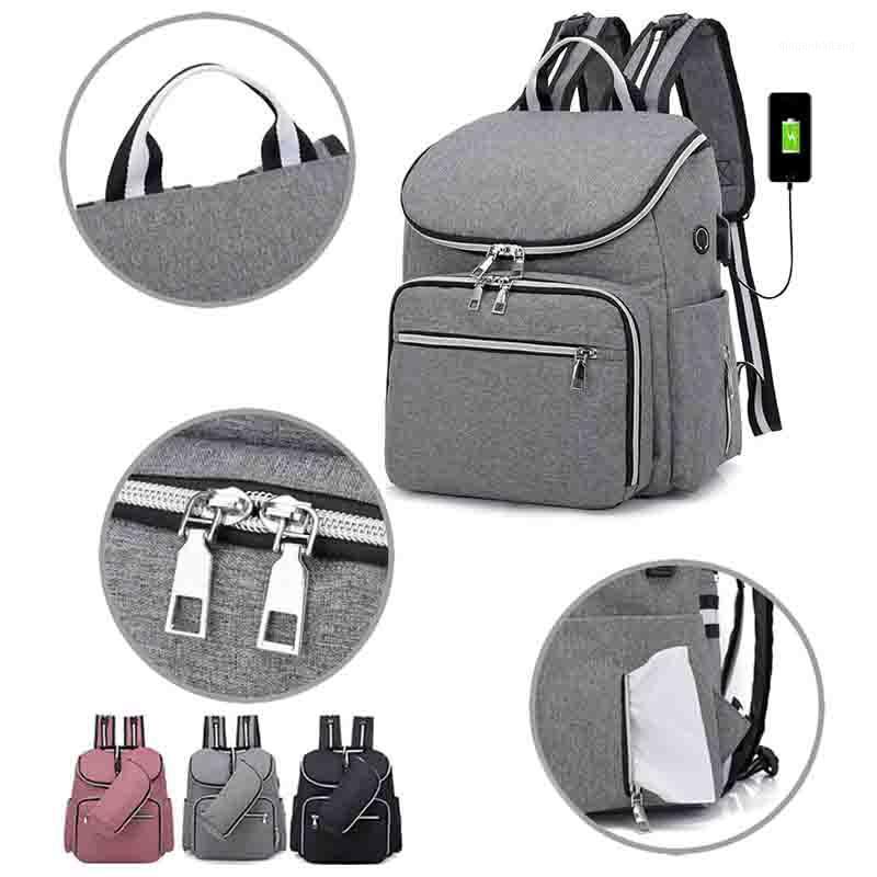 

Diaper bags Fashion Mummy Maternity Diaper USB baby bag Backpack travel Multifunction waterproof bolsa Stroller kanken Baby Care1, Black