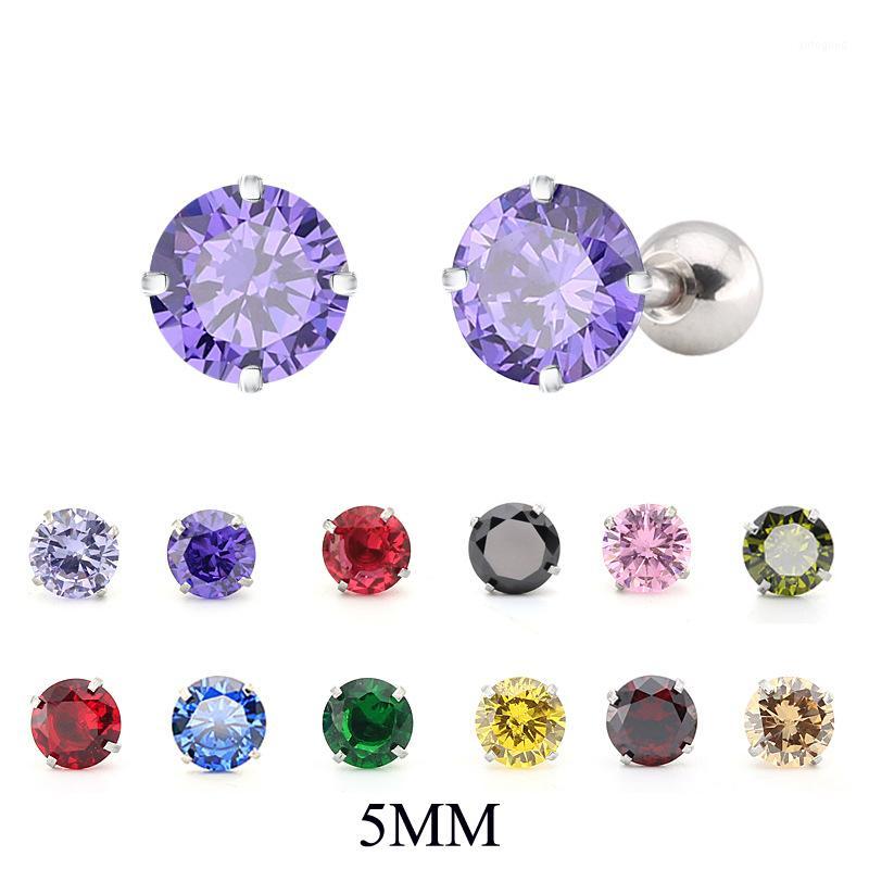 

Stud Titanium Steel Zircon Earrings Size 5mm Round Crystal Cartilage Earring Ear Piercing DIY Top Body Jewelry Women1