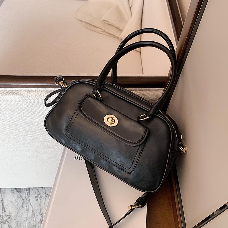 

2021 Vintage PU Leather Women Handbag Designer Square Shoulder Bags Luxury Crossbody Bag Quality Lady Small Purse 2021, Black