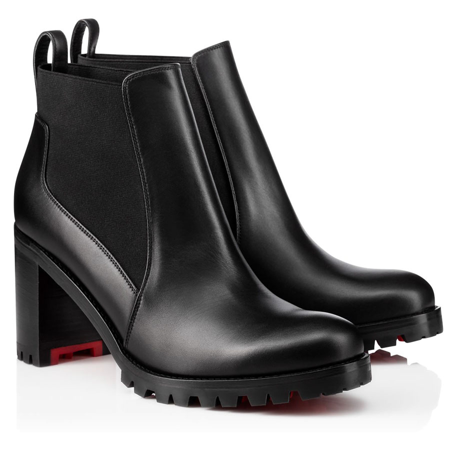 

Famous Lug Sole Marchacroche Boots Women Red Bottom Ankle Boots Black Genuine Leather Ladies High Heels Winter Red Sole Booties Party Dress