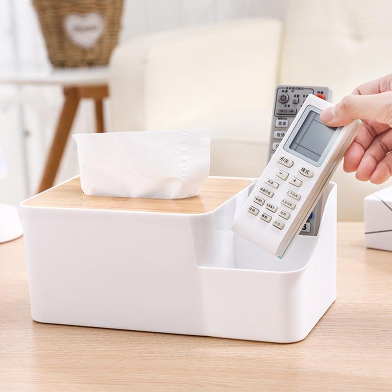 

Plastic Tissue Box Waterproof Bamboo Wooden Cover Holder Kitchen Storage Office Home Car Organizer with Phone Slot1