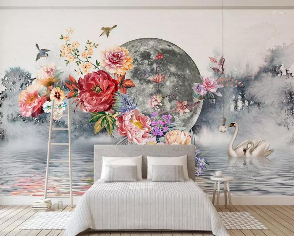 

Self-Adhesive] 3D Swan In The Lake 175999 Wall Paper mural Wall Print Decal Murals1, Yellow