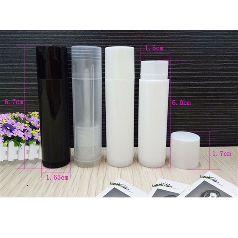 

5ML Gloss Lipstick Empty Chapstick Cosmetic Lip Balm Tube and Caps Container black white clear color for shipping