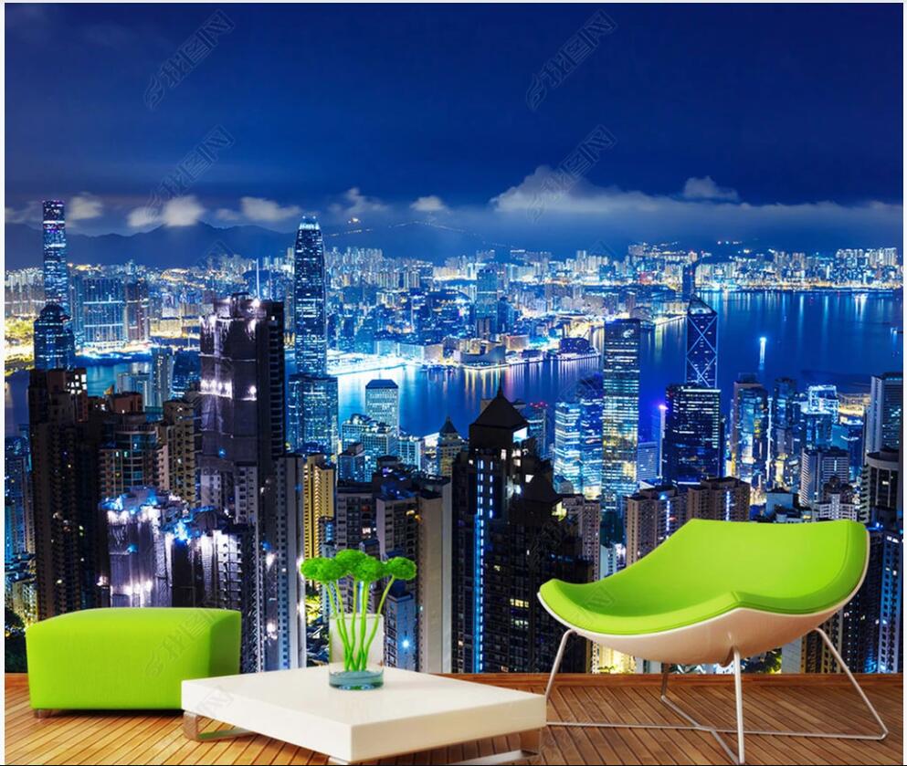 

3d wallpaper custom photo mural Night scenery of modern city tall buildings home decor living room 3d wall murals wallpaper for walls 3 d, Non-woven wallpaper