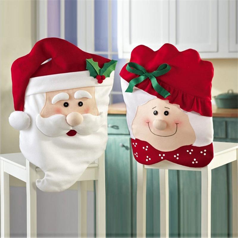 

Xmas Chair Back Cover Dining Room Santa Hat Chair Cover Table Party Decor New Year Supplies Christmas Decorations for Home