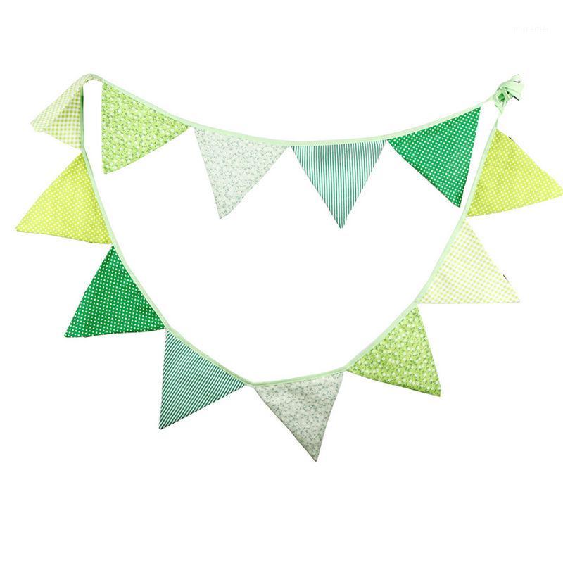 

Wholesale- Cotton Fabric Banners Christmas Decoration Wedding Green Bunting Decor Birthday Garland Home Party Decoration wedding event1