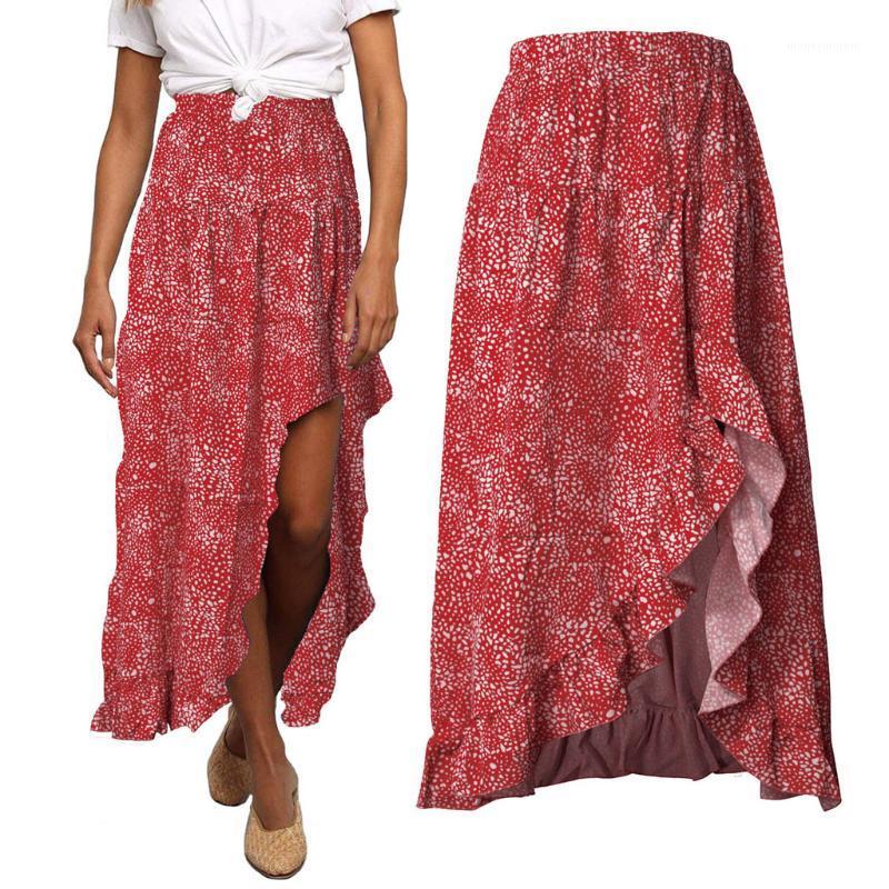 

2020 Fashion Skirts Women High Waisted Irregular Split Boho Wrap Skirt Floral Print Beach Skirt streetwear korean style L421