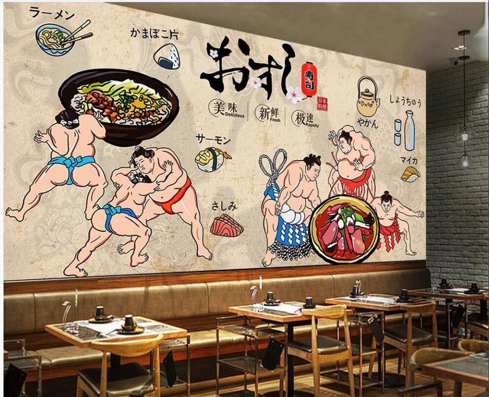 

3d wallpaper custom photo mural Vintage hand drawn sumo warrior japanese restaurant home decor 3d wall murals wallpaper for walls 3 d, Non-woven wallpaper