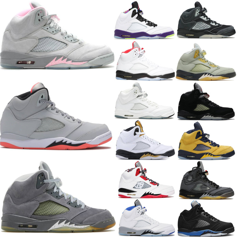 

2022 Top Quality 5s Basketball Shoes 5 Racer Blue Bluebird Fire Red Bean Easter Jade Oreo Raging Bull What The Concord Green Horizon Men Women Sports Trainers Sneakers, Box