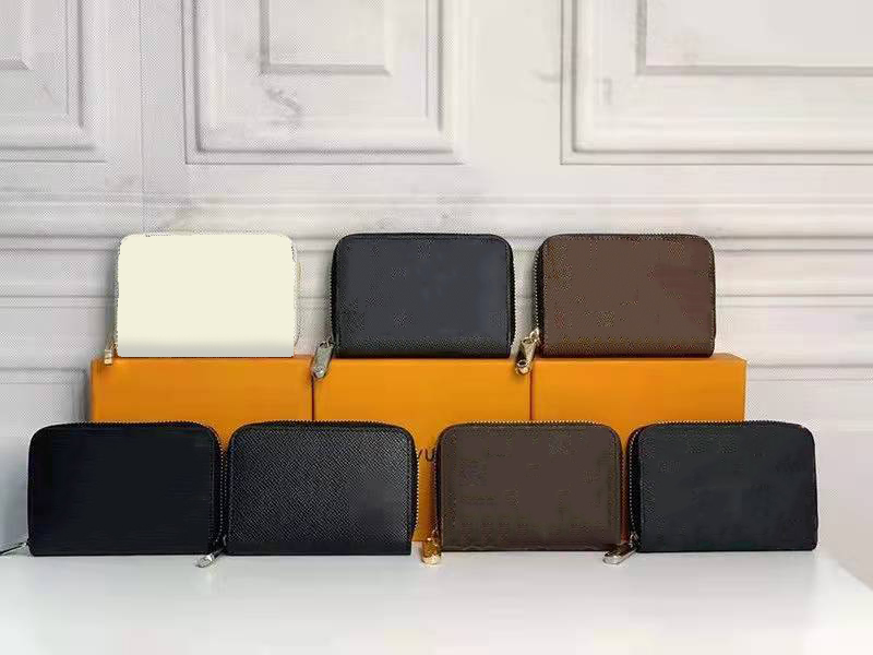 

brand designer women mini wallets Top quality purses pu leather classic multicolor short wallet Card holder Holders classic zipper pocket purse have box 600ap67, Mix color