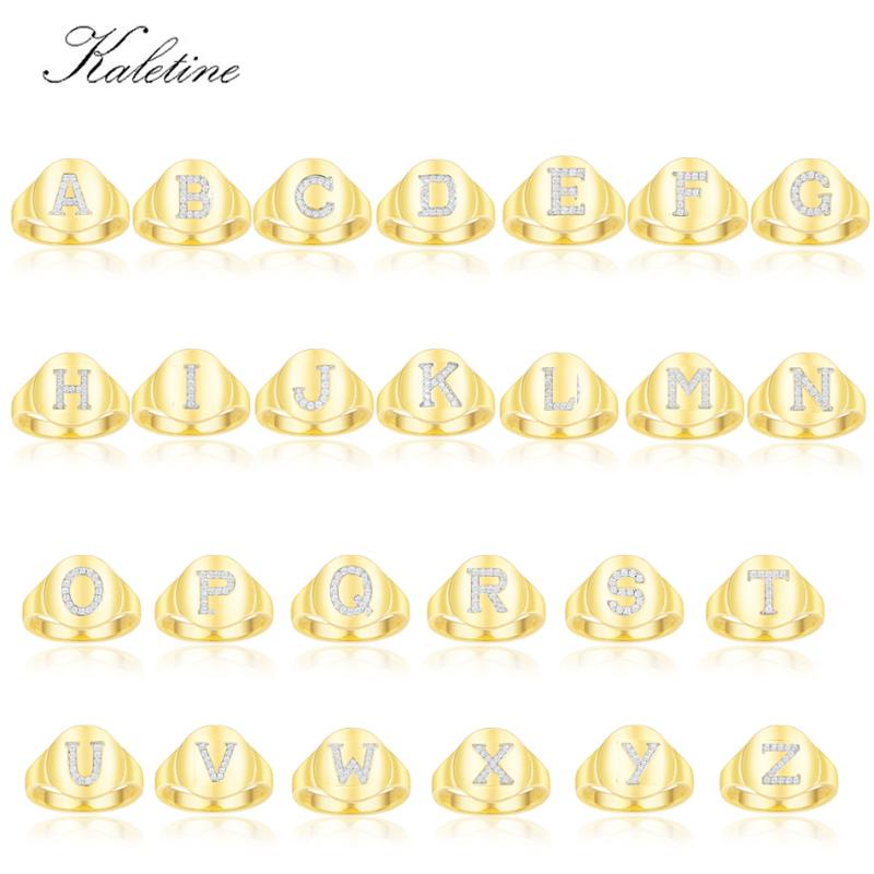 

KALETINE 100% 925 Sterling Silver Rings For Women Letters A-Z Cocktail Ring For Girl Women Fashion Jewelry Anniversary Men Gifts