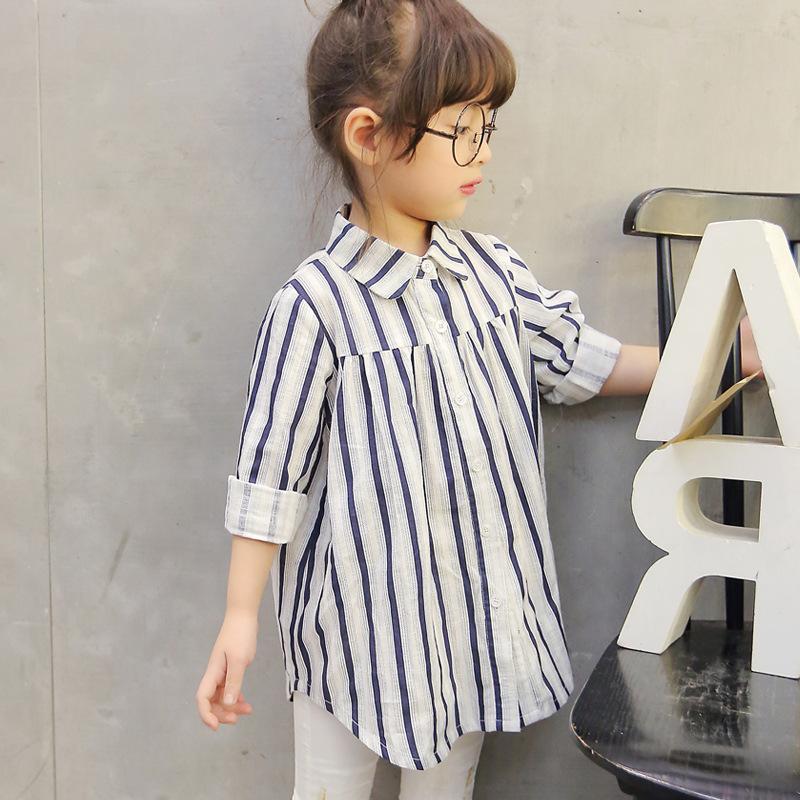 

Children Girls Long-sleeve Shirt Cotton 2020 Spring Autumn New Girl Blouses Breathable Comfortable Striped Shirts For Kids Girls, As picture