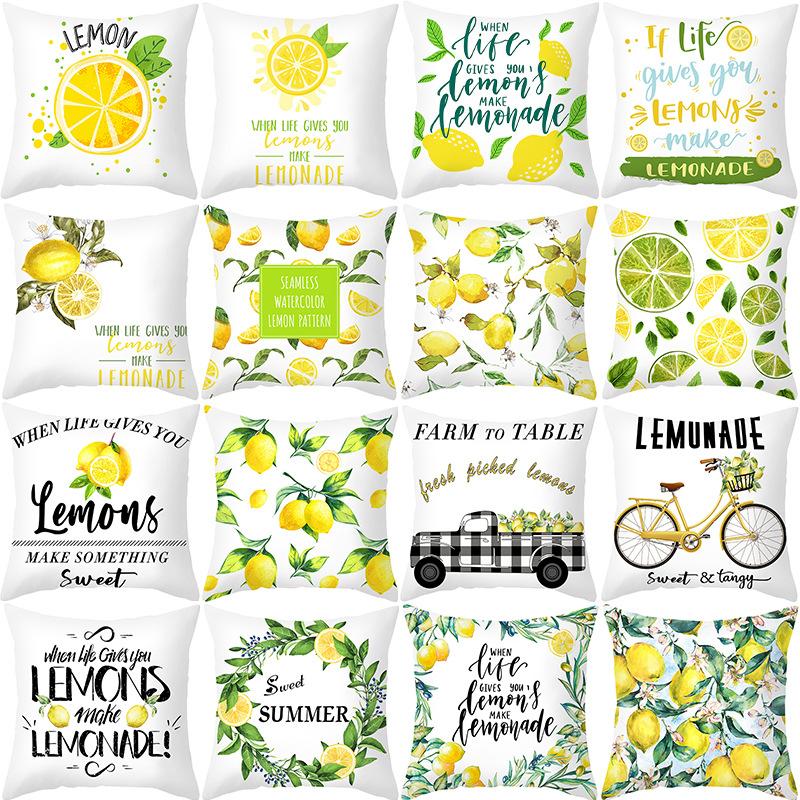 

Nordic Fresh Yellow Print Pillowcase Hot Simple Polyester Cushion Case Floral Letters Pillows Case Decorative Sofa Couch, Tpr296-22