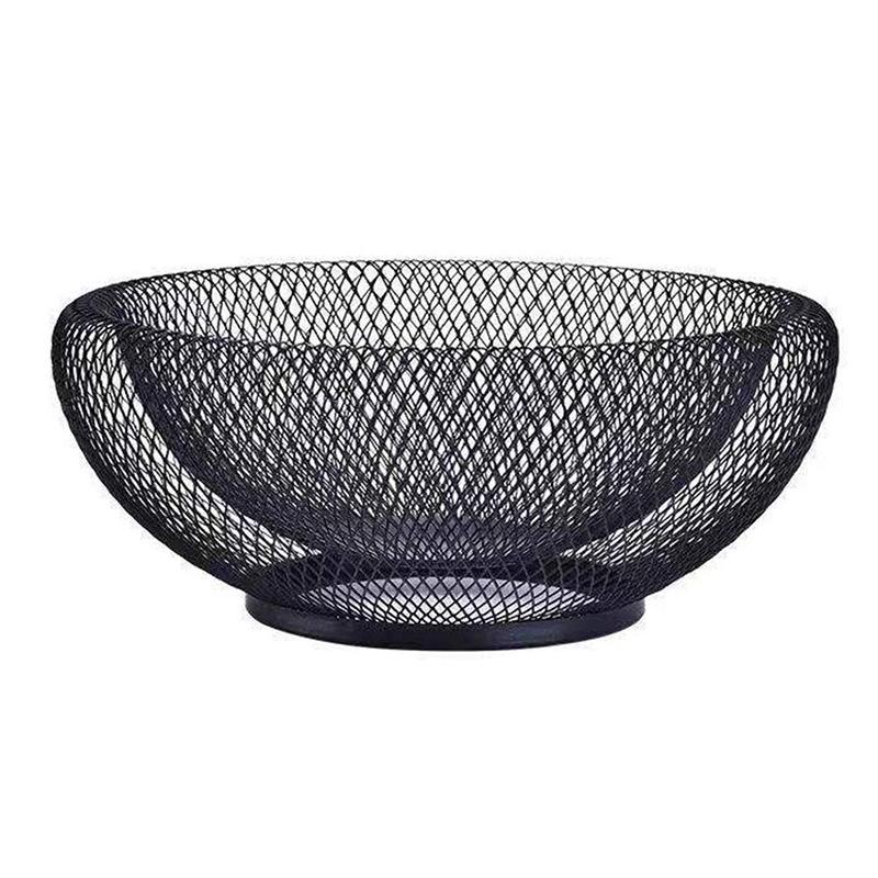 

Metal Mesh Creative Countertop Fruit Basket Bowl Stand for Kitchen, Large Black Decorative Table Centerpiece Holder for B