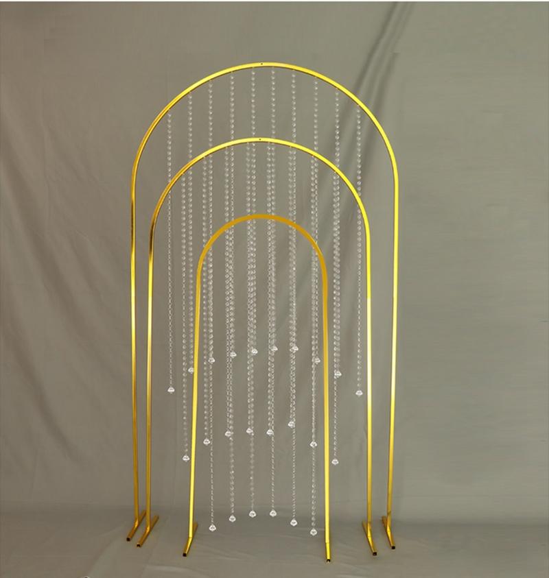 

Party Decoration 3 Pcs/set Electroplating Gold Arches Iron Pipe N-Shaped Flower Stands Wedding Metal Props Backdrop Artificial Decorations