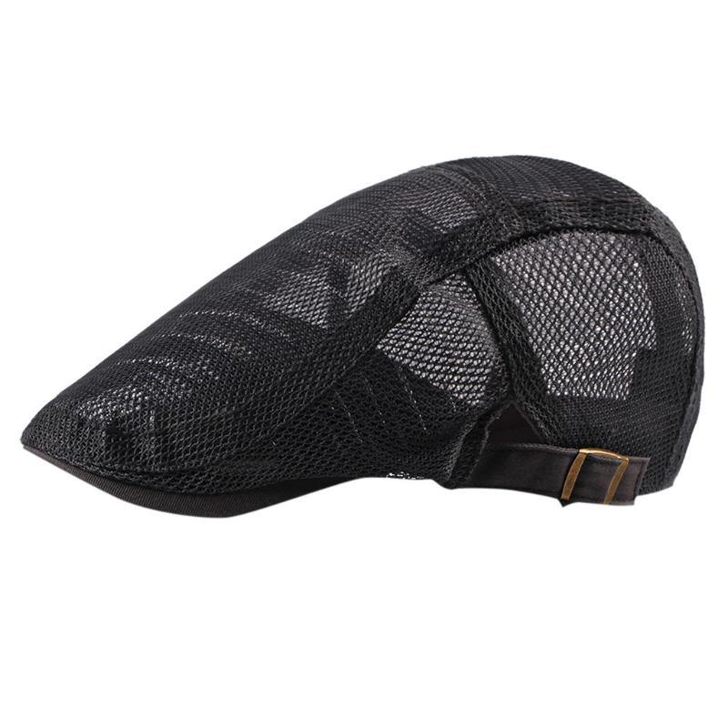 

Berets Adjustable Beret Caps Outdoor Sun Breathable Mesh Summer Hats Womens Mens Herringbone Solid Flat Cap Hat Unisex Z0624, Bk