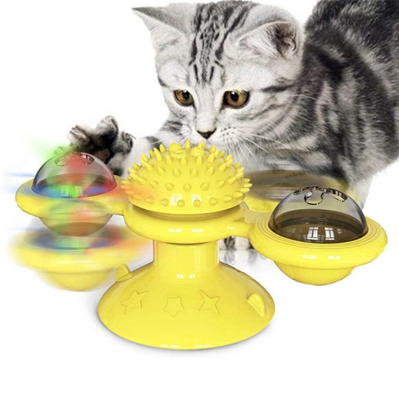 

Windmill Cat Toy Turntable Teasing Interactive Cat Toys Interactive with Catnip Scratching Tickle Pet Ball Toys Supplie