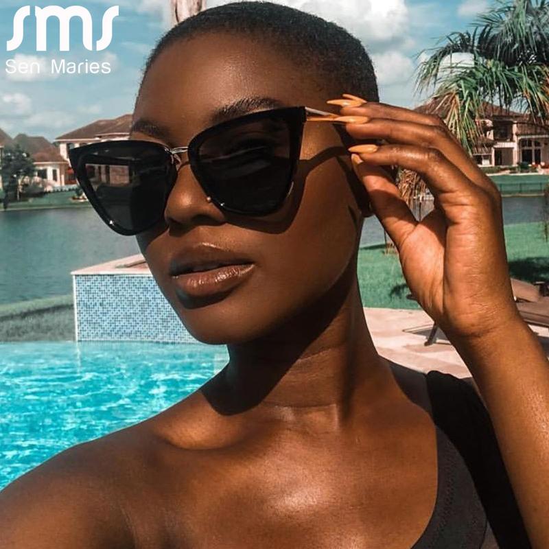 

Oversized Cateye Sunglasses Women 2021 Retro Cat Eye Brand Design Sun Glasses Women Luxury Vintage Glasses Mirror UV400 Oculos