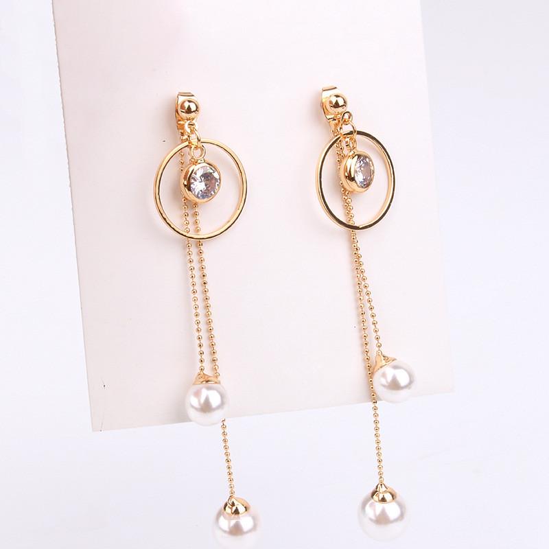 

Dominated New Fashion Geometric Crystal Earrings Sweet And Lovely Fashion Pearl Women Drop Earrings Jewelry