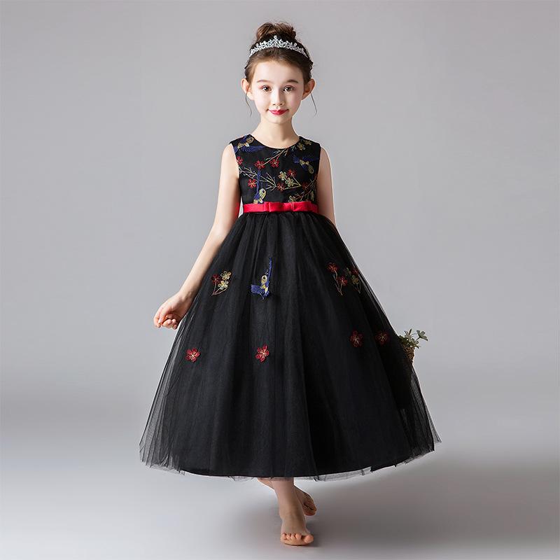 

Flower girl party birthday party dinner Embroidery long dress girl high end Eucharist formal dance president dress