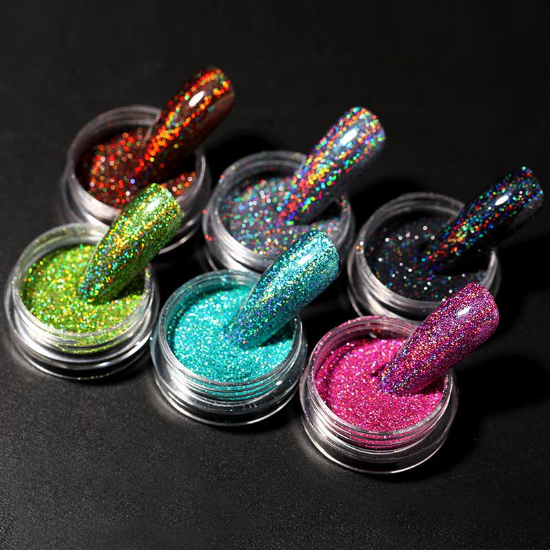 

1 Box Hot Sale Holographics Nail Powders Laser Shiny Nail Glitters Dust Decorations For Art Chrome Pigment DIY Accessories
