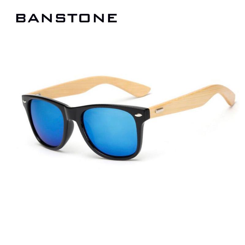 

BANSTONE Vintage Bamboo Leg Sunglasses Men Women Classic UV400 Wooden Sun Glasses Colorful Coating Mirror Points