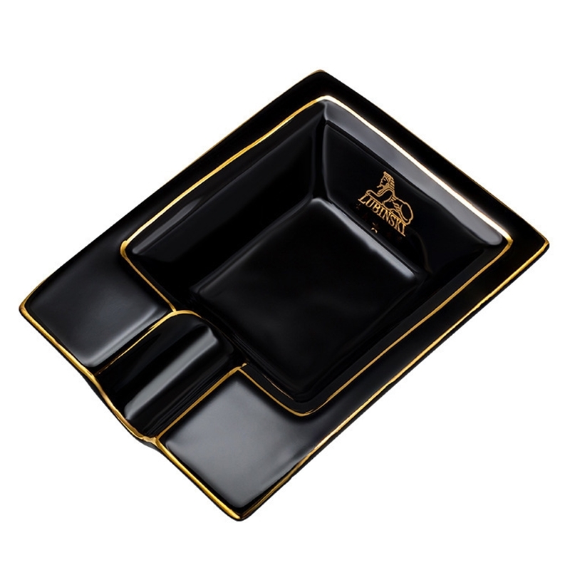 

New 1pcs square ceramic cigar ashtray cigar accessories small portable European creative home Office Ash Tray Black Y200324