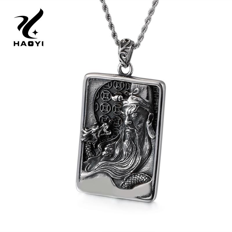 

GuanYu Stainless Steel Pendant Necklace For Men Fashion Personality Heroes Of The Three Kingdoms Of China Necklace Jewelry