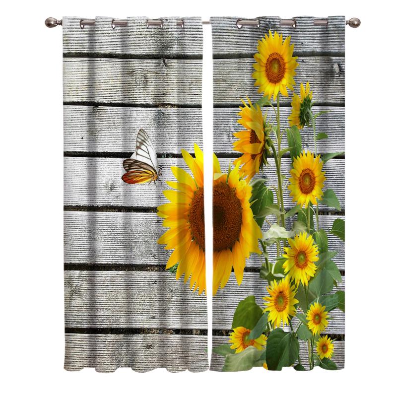 

Sunflower Rustic Chic Curtains For Window Treatment Blinds Drapes Window Curtains For Living Room Bedroom Kids Room Home Decor, As pic