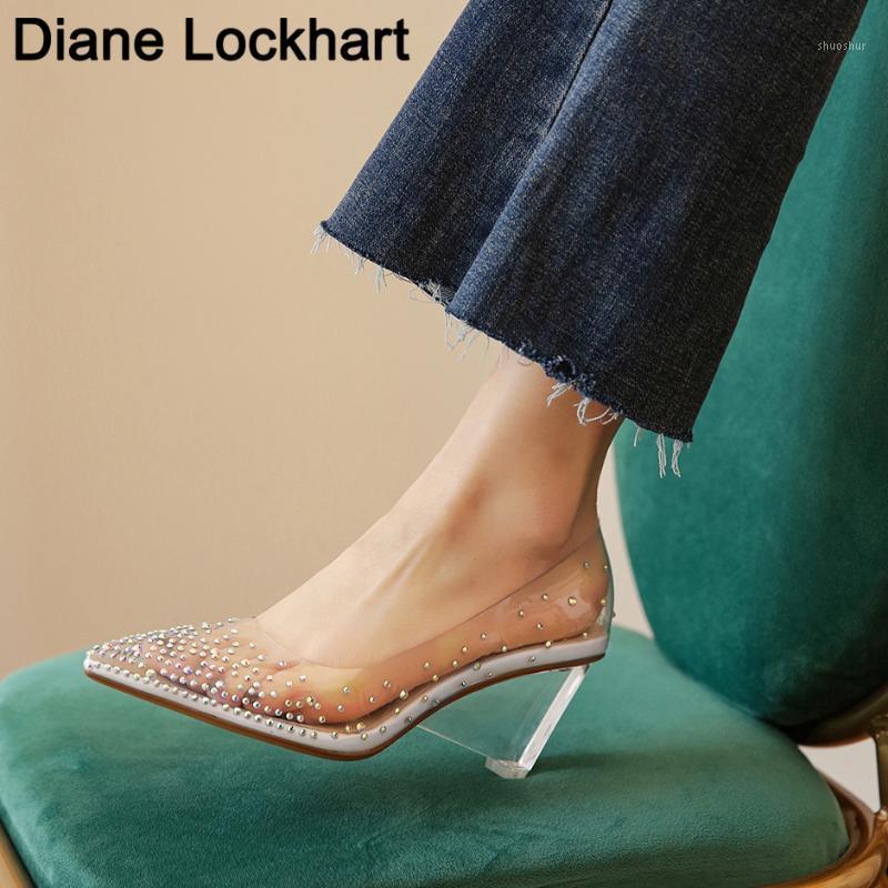 

Fashion Rhinestone PVC Transparent Pumps Women Shoes Spring Autumn High Heels PVC Sexy Party Wedding shoes Womens size 40 411, Clear