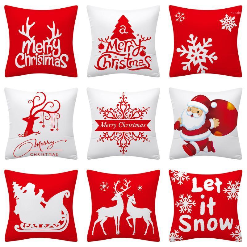 

Christmas Pillow Case Cushion Cover Red Festive Christmas Tree Old Man Snowflake Deer Silhouette Amazon Hot Selling Wholesale1