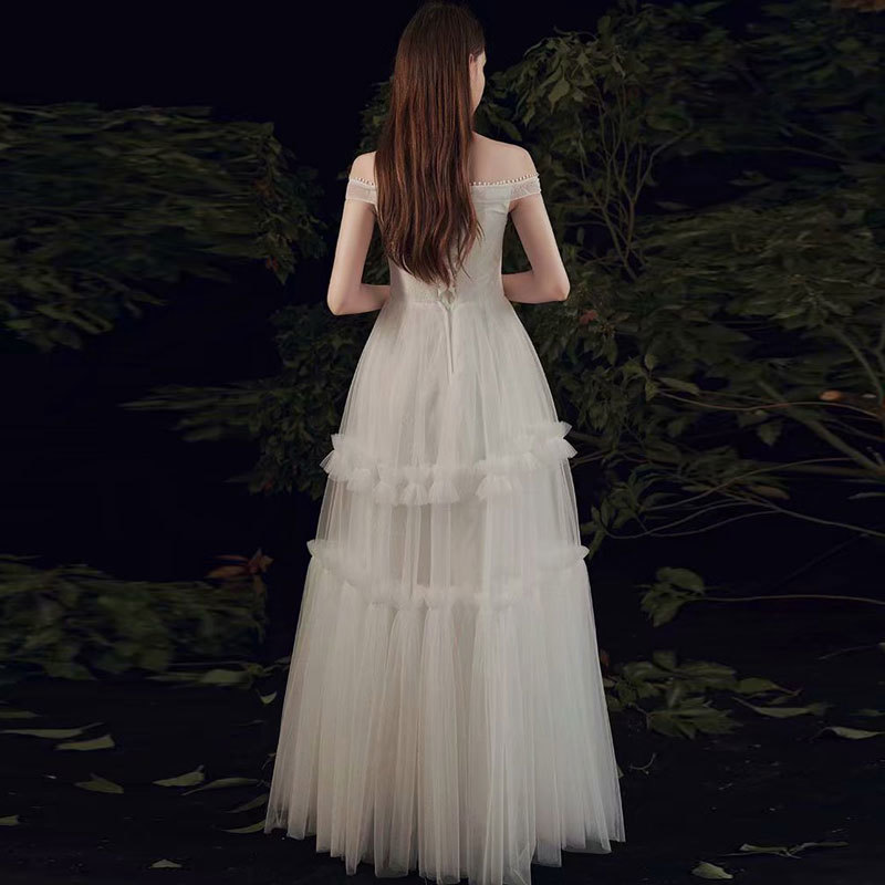 

2021 New Simple Lace Boat-neck Off Shoulder Dressed As Robe Soiree Bride to Be 1087 PLKB, Same as the photos