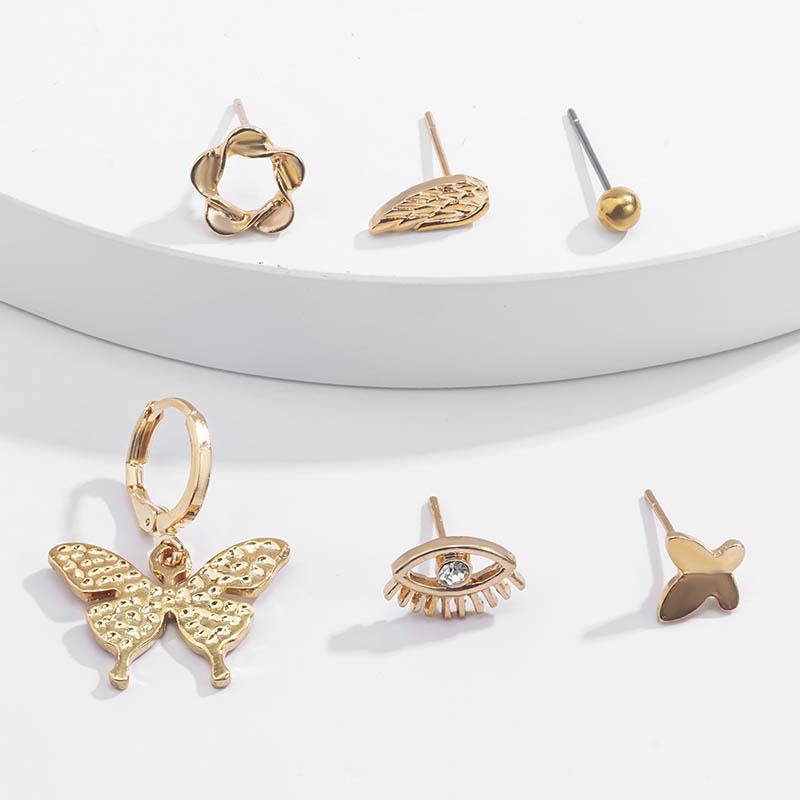 

Fashion Elegant Flower Eye Butterfly Stud Earrings Set for Women Simple Temperament Geometric Earrings Studs Jewelry Gift