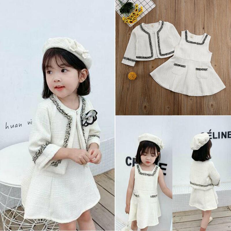 

Infant Kids Baby Girls Pageant Coat + Tutu Dress Party Outfits Clothes Sets, White