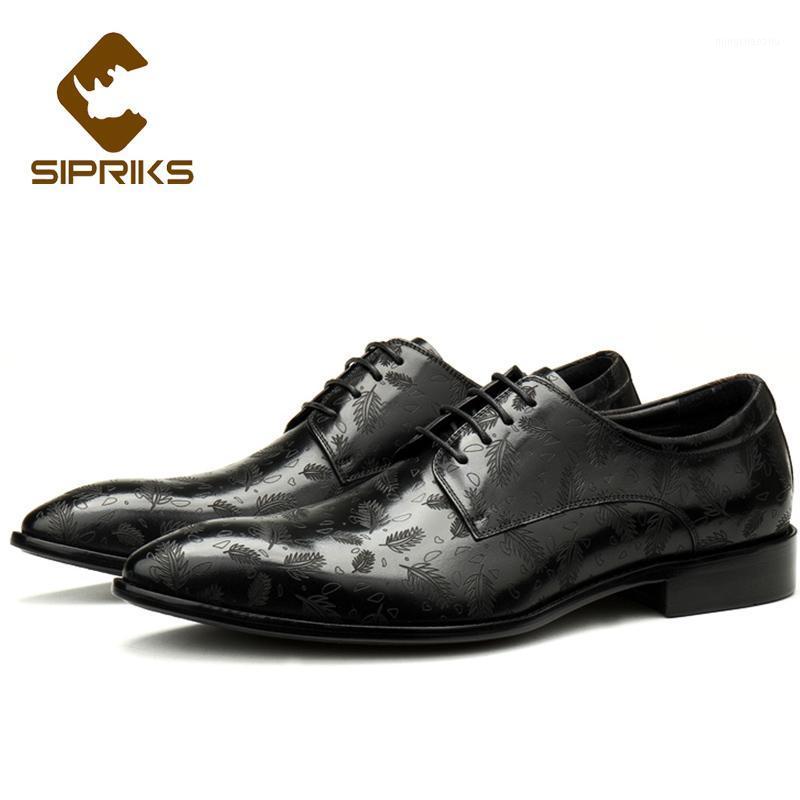 

Sipriks 2020 New Mens Leather Shoes Fashion Pointed Lace Up Dress Shoes Male Wedding Wear Business Casual Flats 451, Black