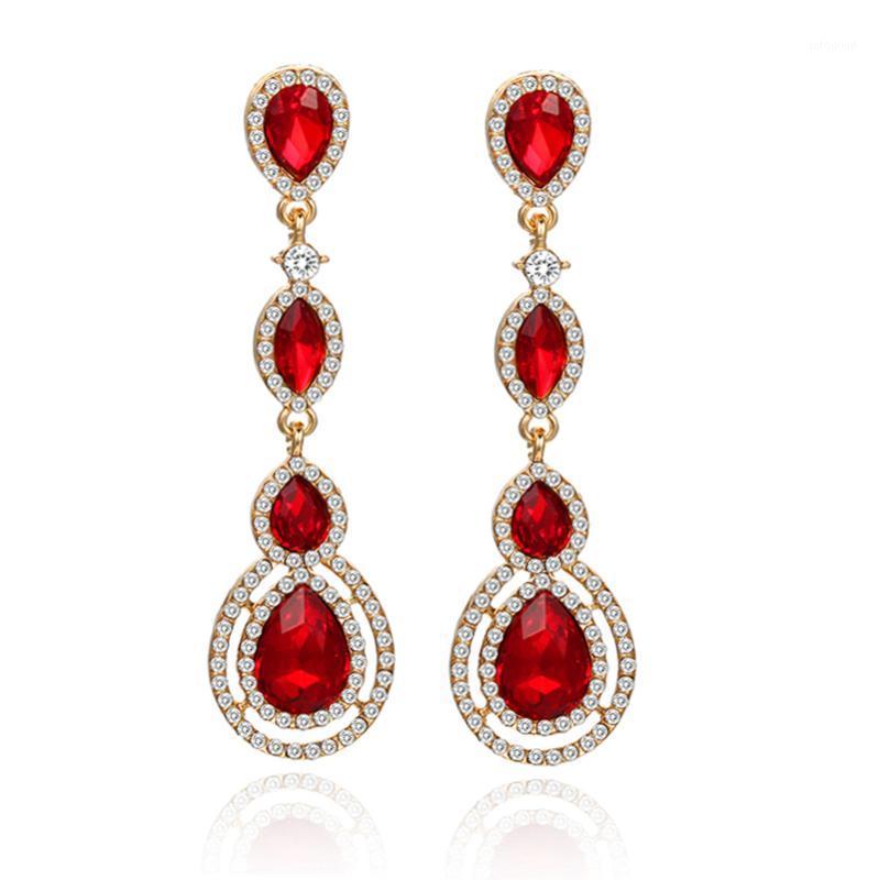 

Dangle & Chandelier Water Drop Dangling Earrings For Women Wedding Luxury Rhinestone Fashion Jewelry Boucle D'oreille Femme 2021 Oorbel