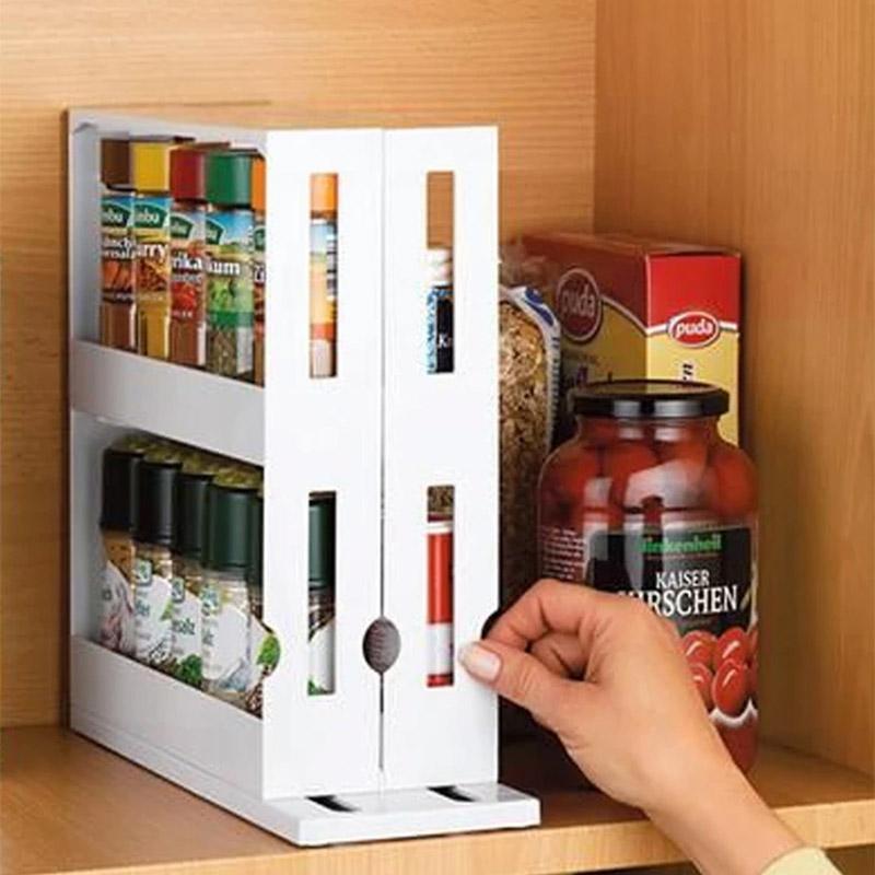 

Rotating Rack Kitchen Storage Rack Spice Box Organiser Stand Housewares Shelf Kitchen Supplies Shelves Organizer Cabinet Home