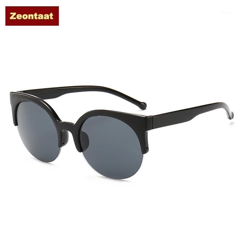 

Sunglasses Fashion Cat Eye Women Retro Vintage Half Frame Eyewear Brand Designer Round Circle Semi-Rimless Glasses Oculos1