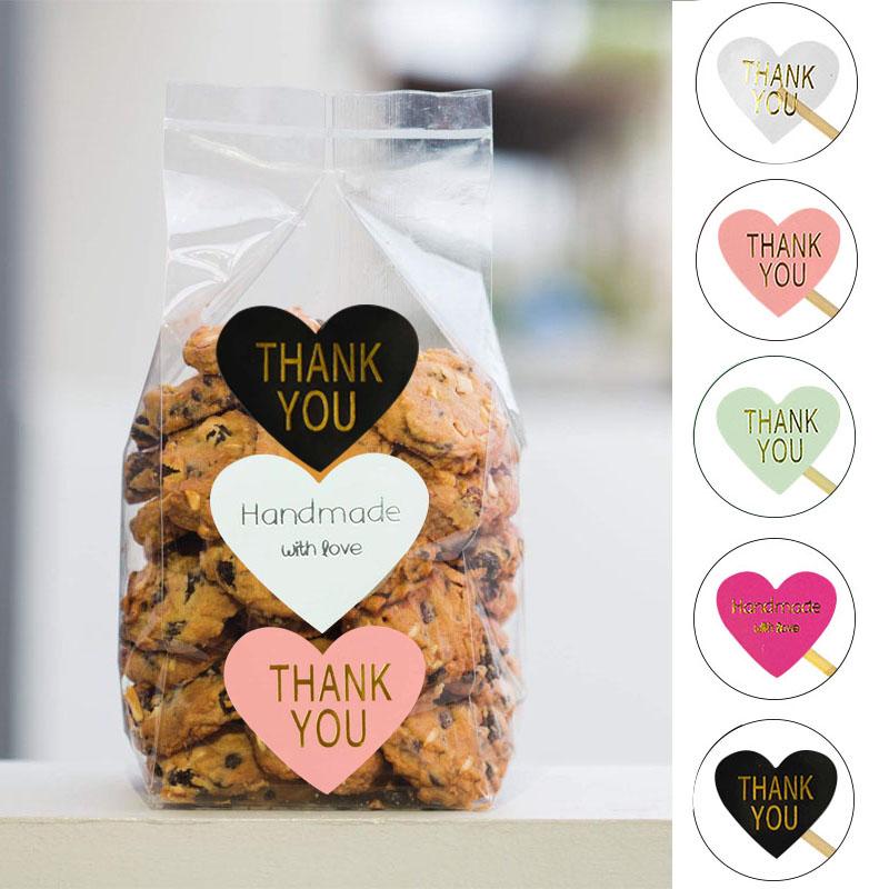 

10sheets Thank You Handmade Heart Sticker Colorful Kraft Paper Sealing Label Wedding Birthday Party Gifts Box Stamping Stickers