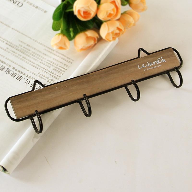 

Simple solid wood wall hook coat hook door decoration wall hanging wooden coat iron row WF819213