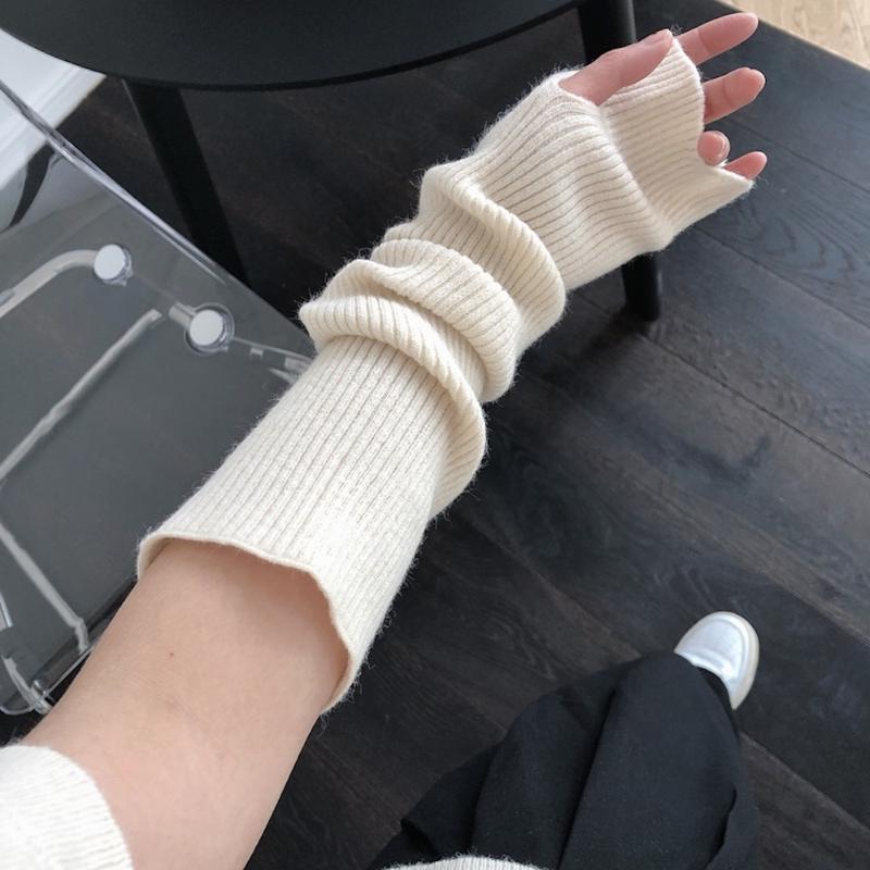

Women Knitted Arm Warm Sleeves Gloves Fingerless With Thumb Hole