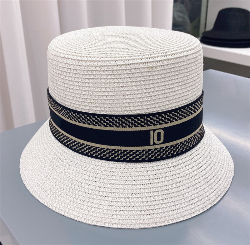 

Fashion Luxury Brand Designers Cap Grass Bucket Hat Fashion Men Women Fitted Hats High Quality Straw Sun Caps Straw Hat Baseball Cap, Beige no box