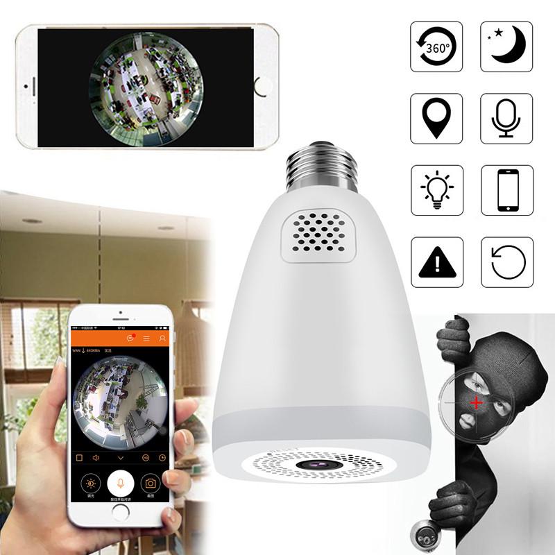 

360 Degree Panoramic Camera Wifi Wireless Home Bulb Camera 1080P / 2 Million HD Motion Detection