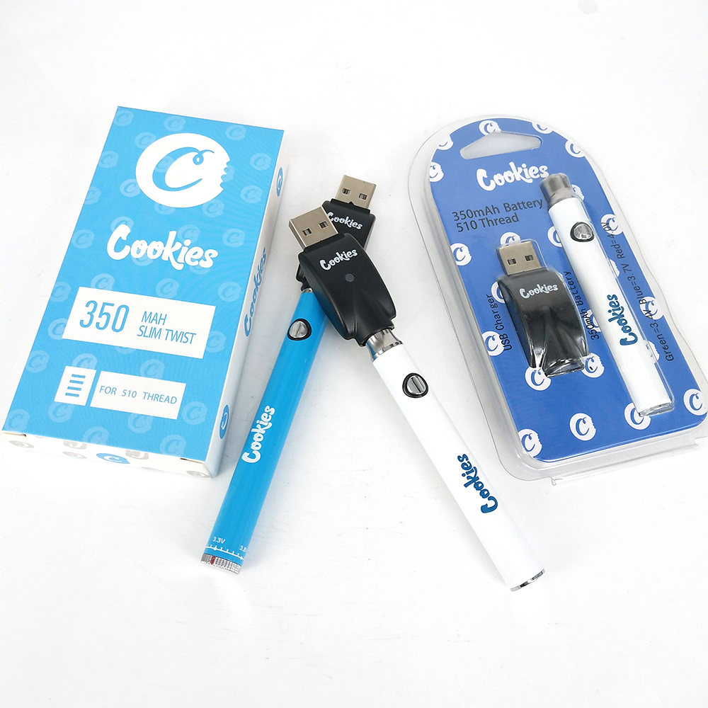 

Cookies Slim Twist 510 Thread Vape Pen Battery with USB Charger 350mah Variable Voltage Vaporizer Pen Battery for Cookies TH205 Oil Vape