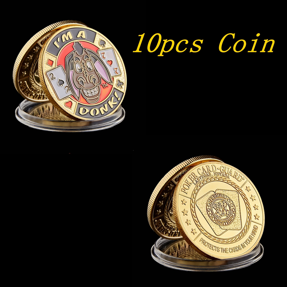 10PCS/lot Poker Chip Entertaining "I'm A Donk" Casino Poker Guard Craft Token Collectible Coins-image-611636548
