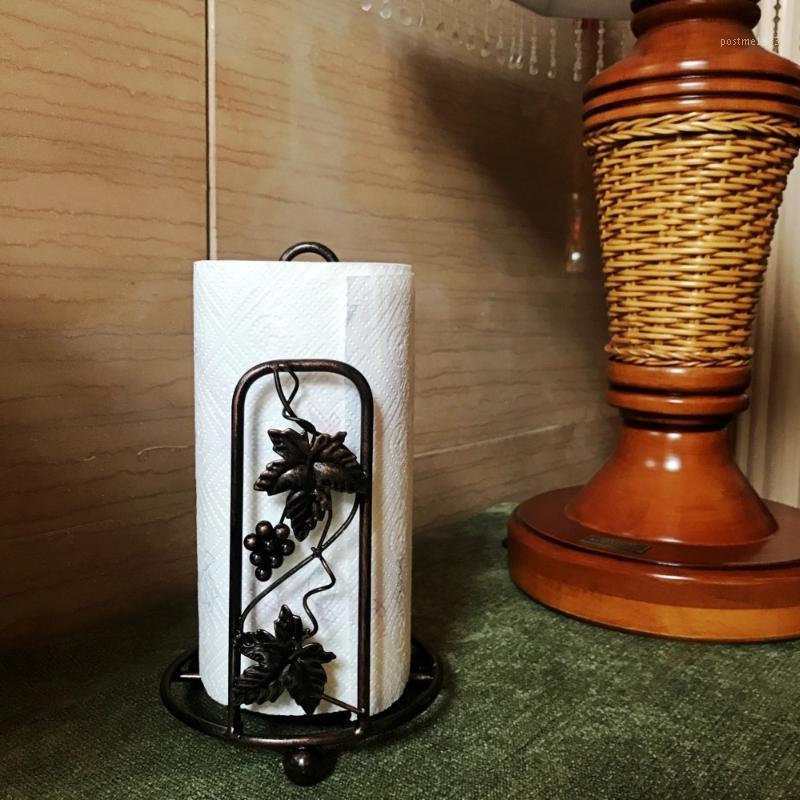 

Creative American Vintage Metal Tissue Holder Free Standing Roll Paper Holder Round Tissue Storage Rack Kitchen1