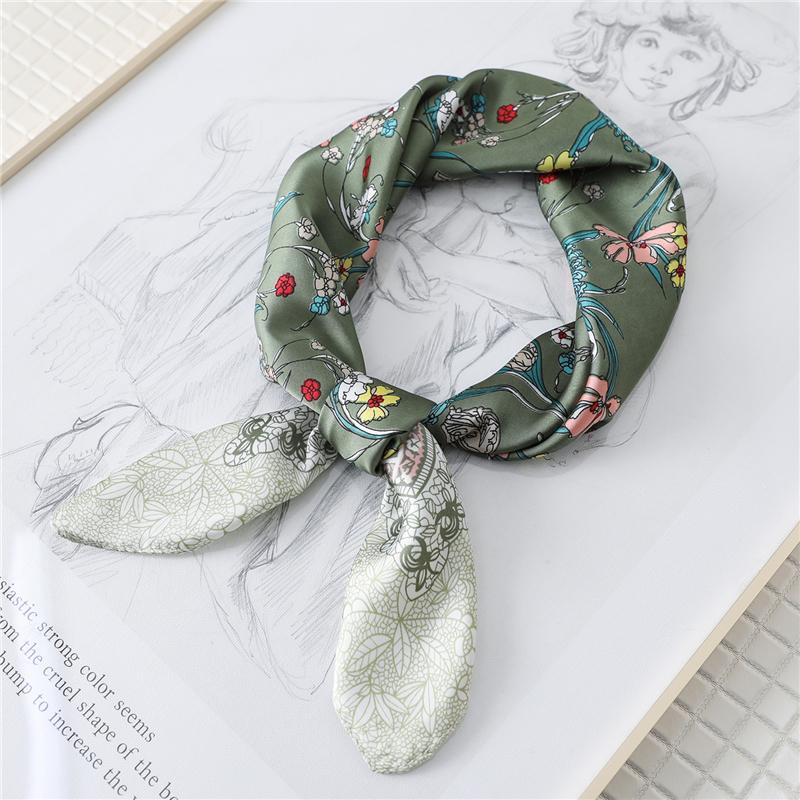 

Silk Hair Scarf Head Wrap for Women Print Fashion Neckerchief Bandan Shawl Hijab Cravat Female Headpiece Summer New