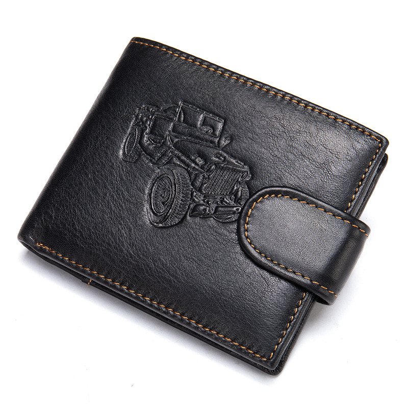 

2020 Men's Printing of Genuine Leather Car Small Wallet Money Quality Design Purse Thin Credit Rating Id Holder Llqd, Coffee