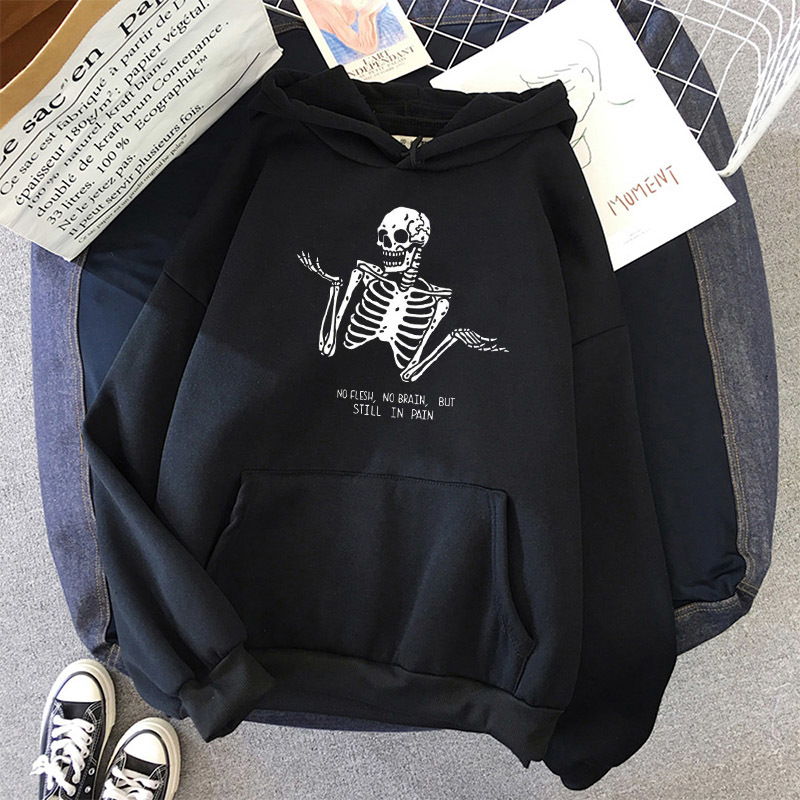 

2021 New Luren Harajuku Hooded Retro Skeleton Print Women Hoodies Autumn Winter Long Sleeve Sweatshirt Streetwear Female Tops 3plu, 13